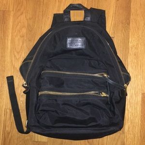 Marc Jacobs gold zipper black nylon backpack